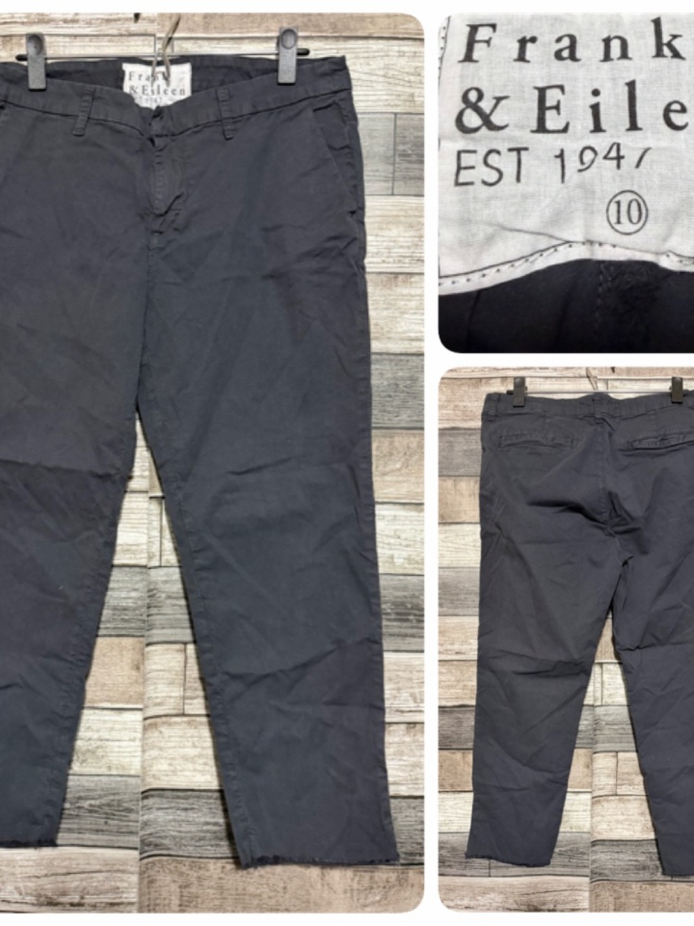 Frank & Eileen Wicklow Chino Pants Women’s 10 Gray Raw Hem (Inseam 25)
